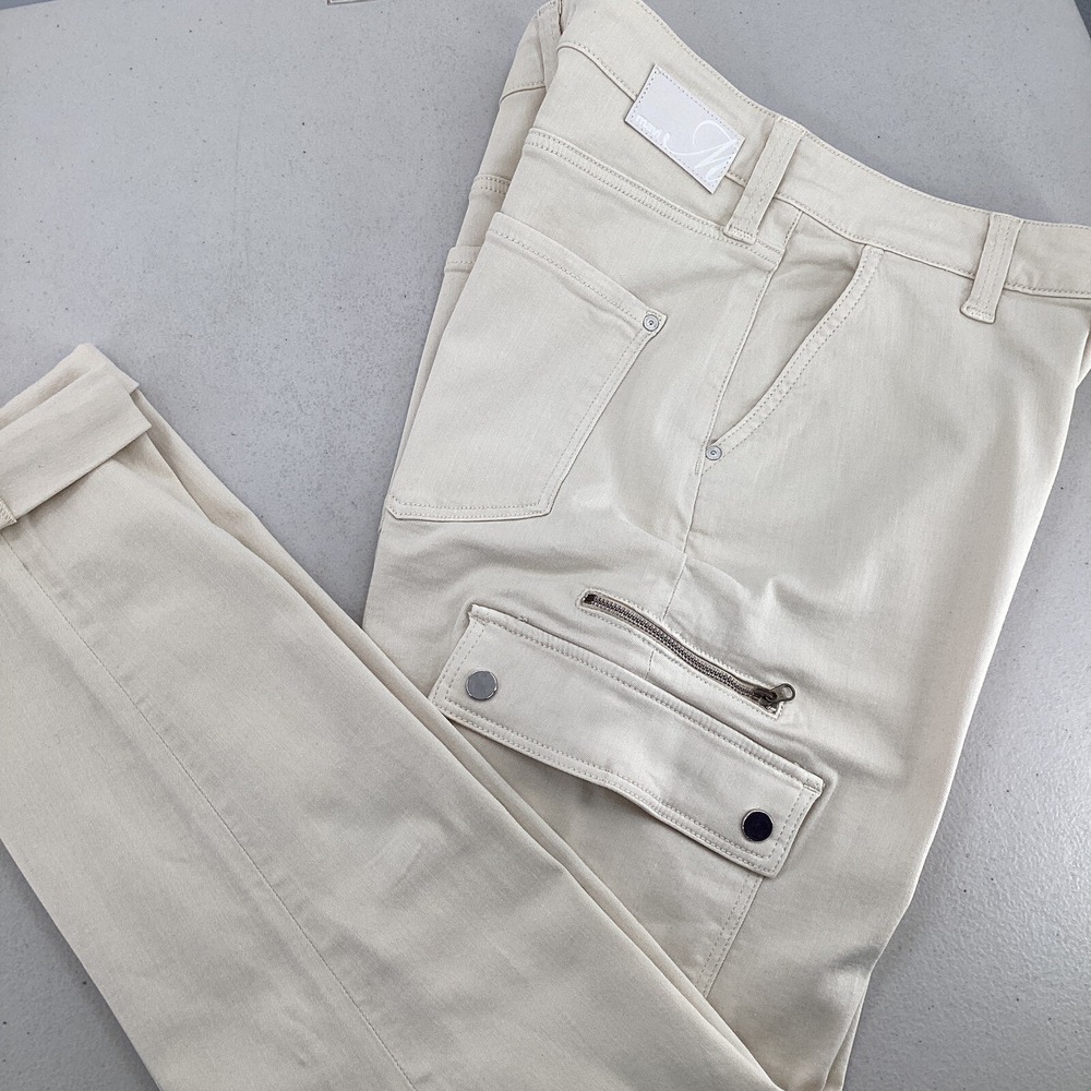 Mavi Denise Jeans Womens 27/28 Ivory High Rise Cargo Pants Denim Stretch *Sample